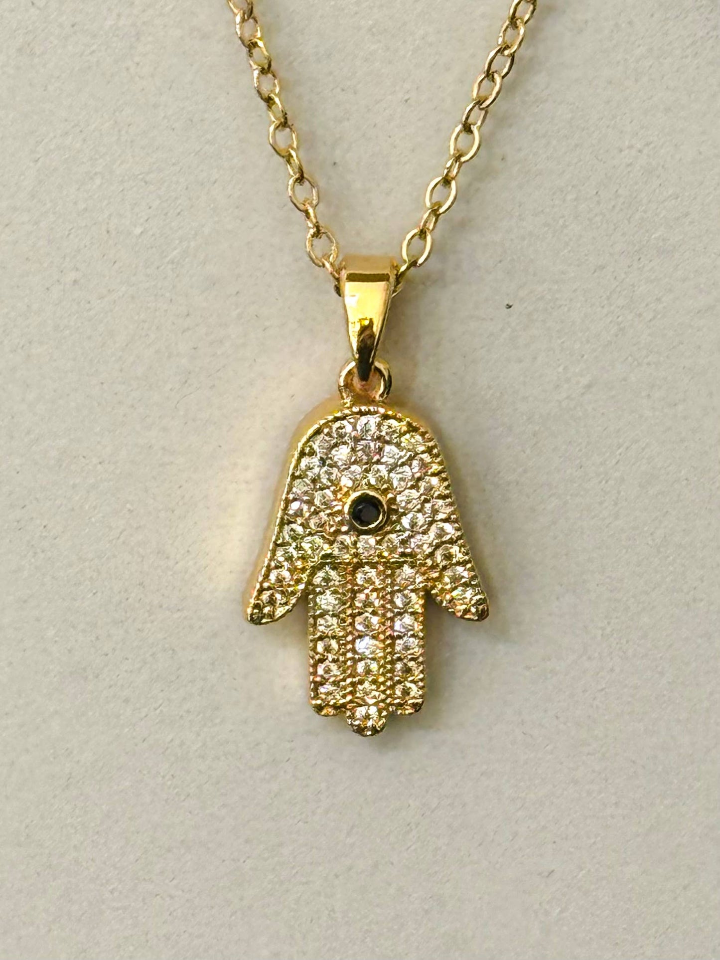 Fatimas hand halsband med vita zirkoner