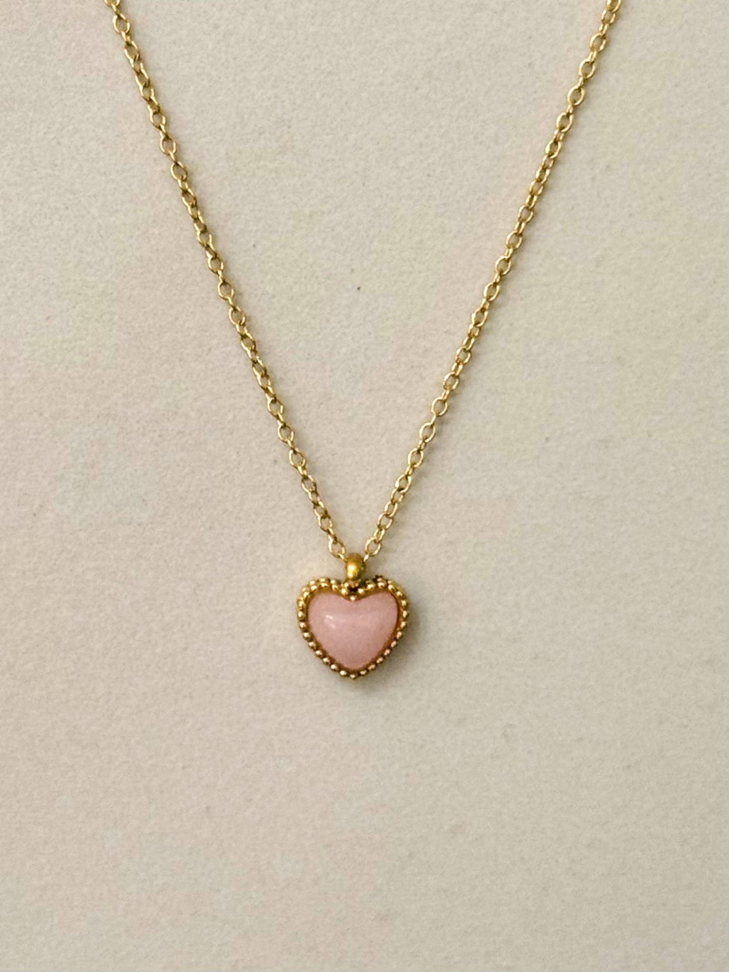 Halsband med hjärta i vintagestil: Rosa