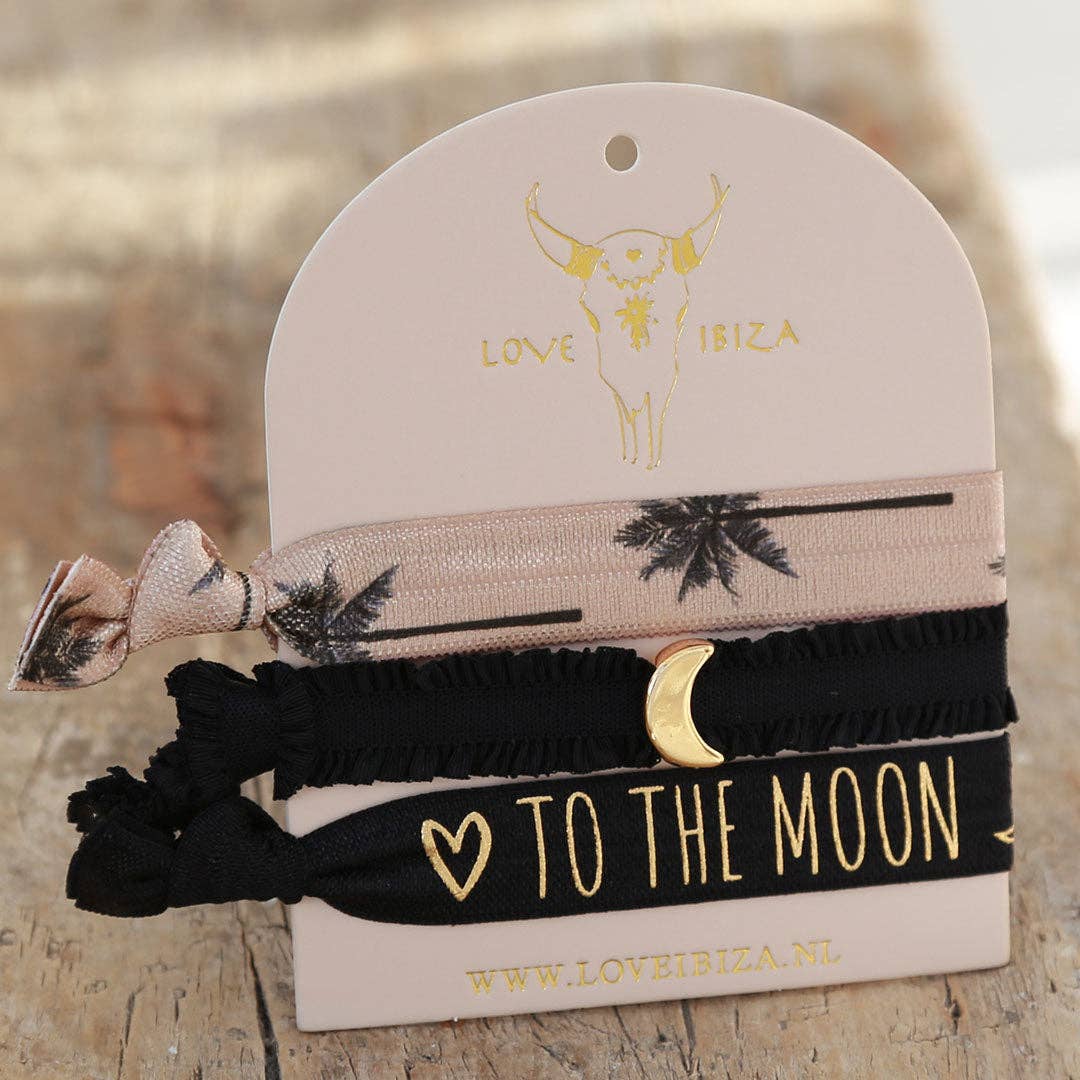 Palm moon-Elastiska hårband 3st med smyckedetalj