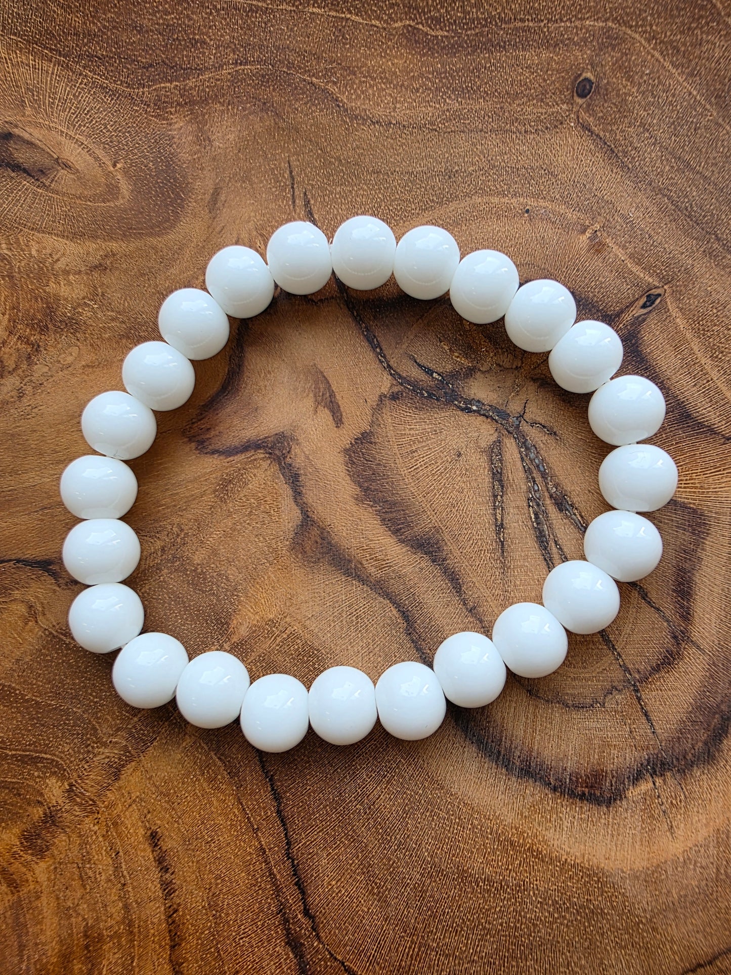 Vit Agat Armband