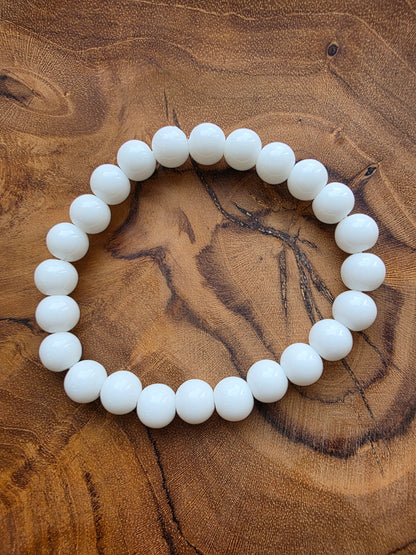 Vit Agat Armband