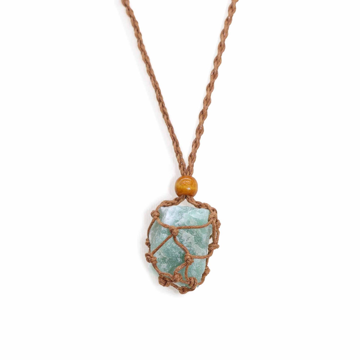 Makraméhalsband med Träpärlor – Brun