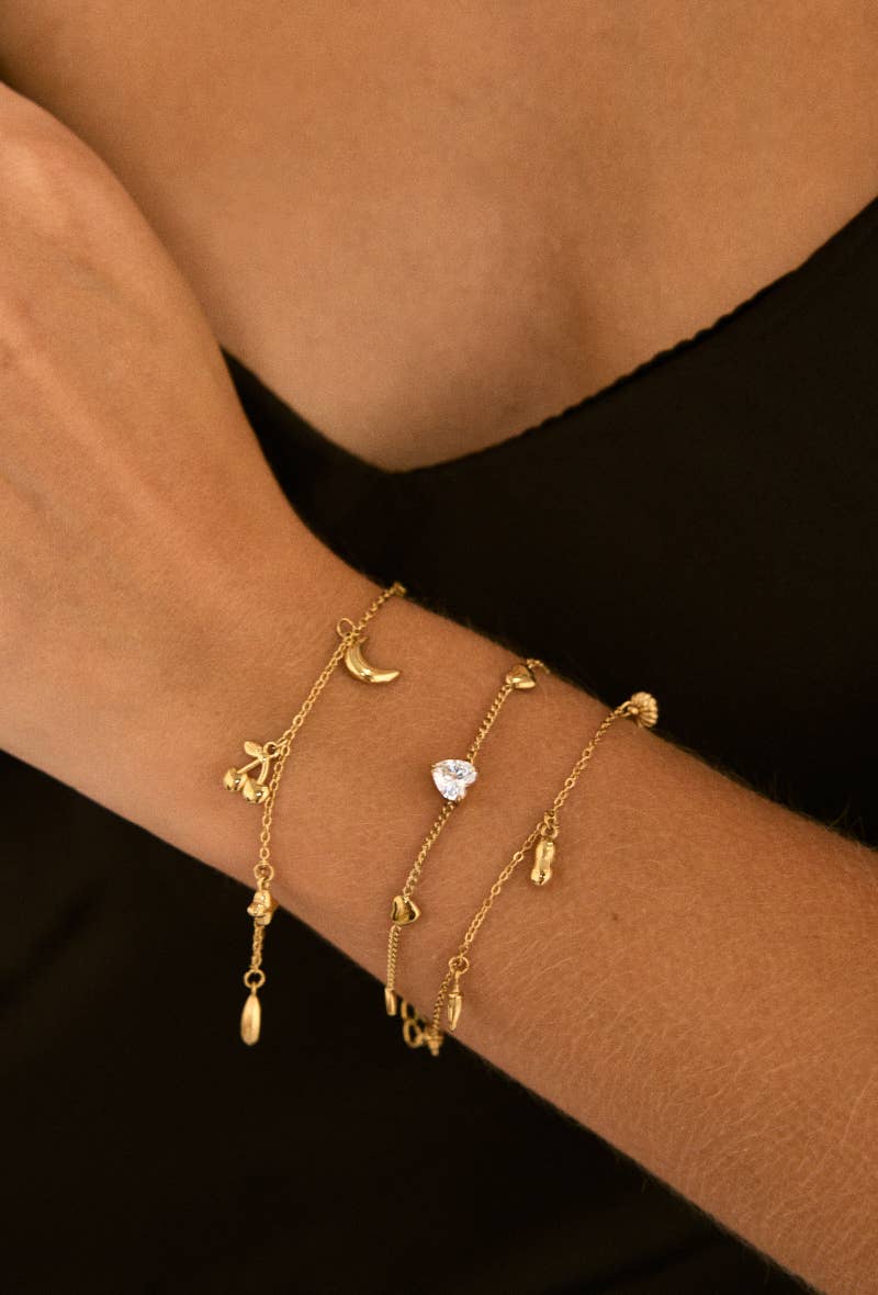 Gnistrande hjärta - Armband i Rostfritt stål/Guld