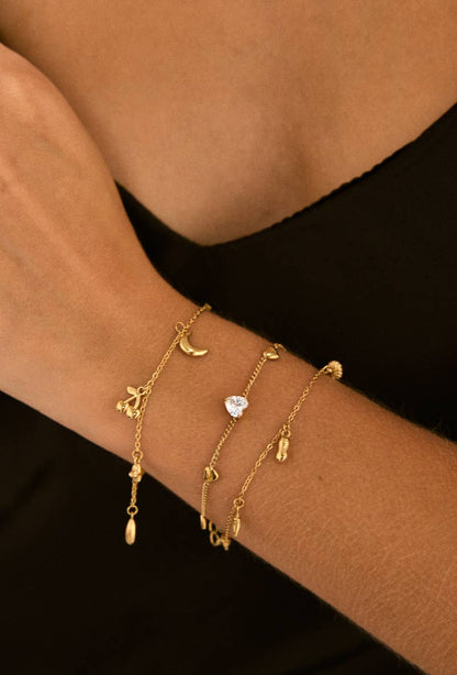Gnistrande hjärta - Armband i Rostfritt stål/Guld