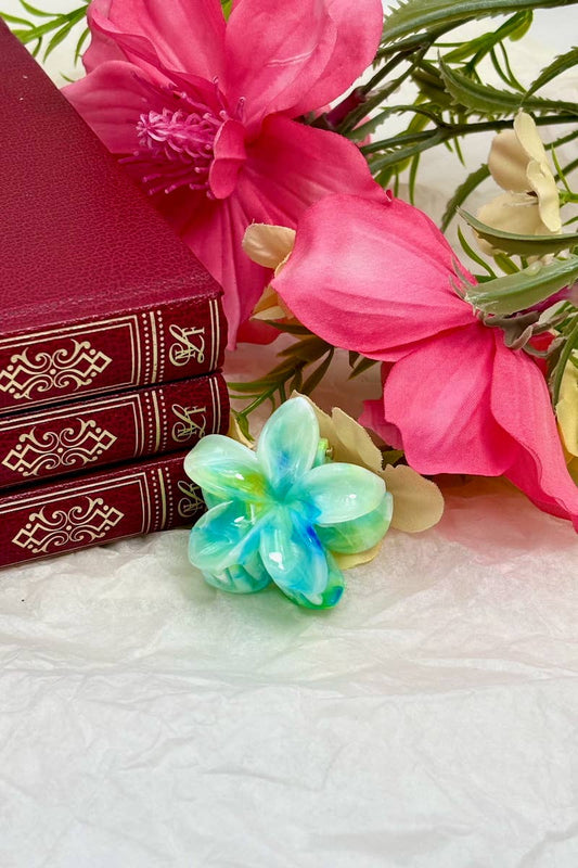 Mini hårklämma med blomma 4 cm: Flerfärgad