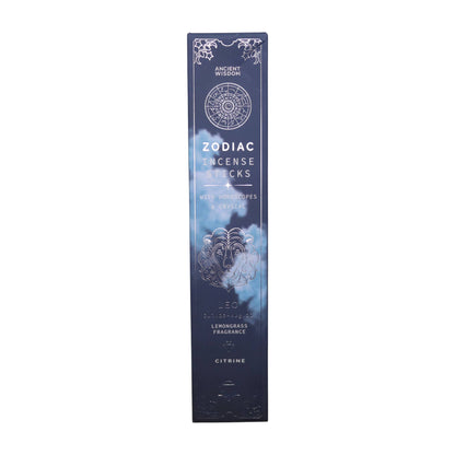 Zodiac Rökelse Med Kristall-Lejonet/Citrine/Lemongrass