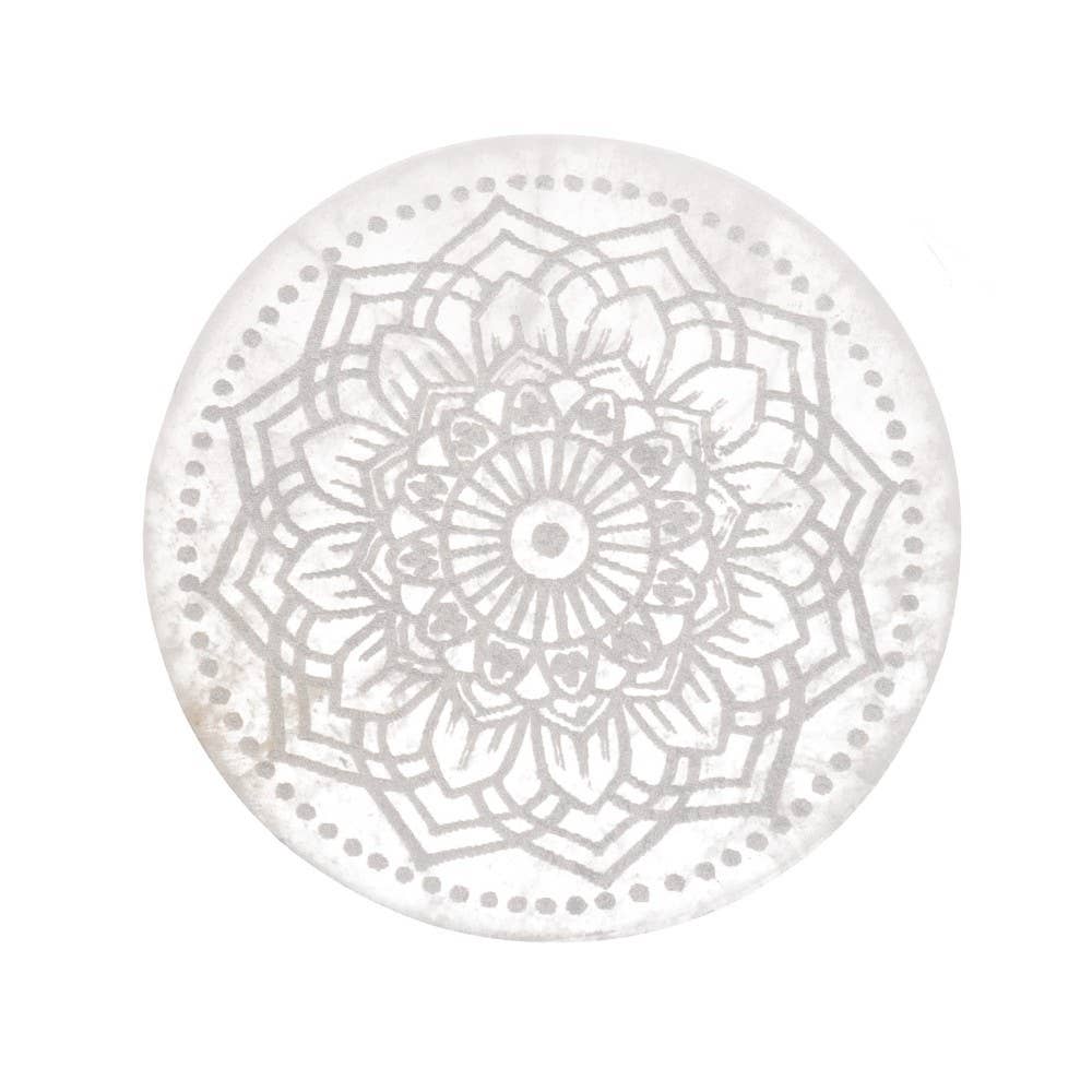 Mandala Rund Selenit Platta