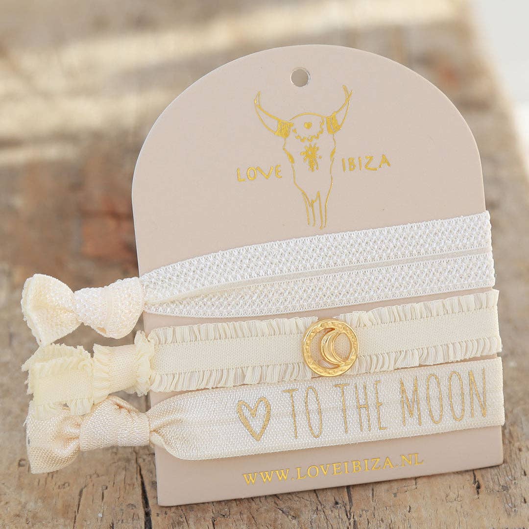 To the Moon and Back-Elastiska hårband 3st med smycke detalj