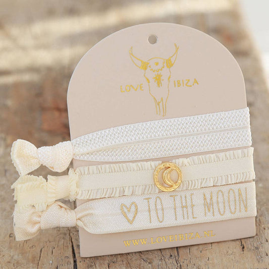 To the Moon and Back-Elastiska hårband 3st med smycke detalj