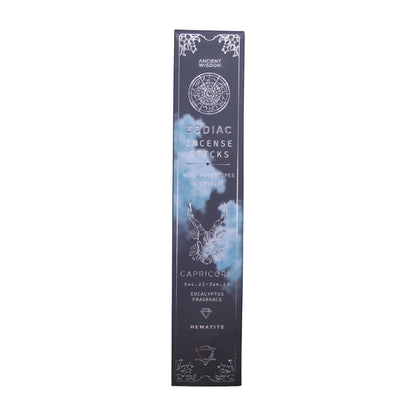 Zodiac Rökelse Med Kristall-Stenbocken/Hematite/Eucalyptus