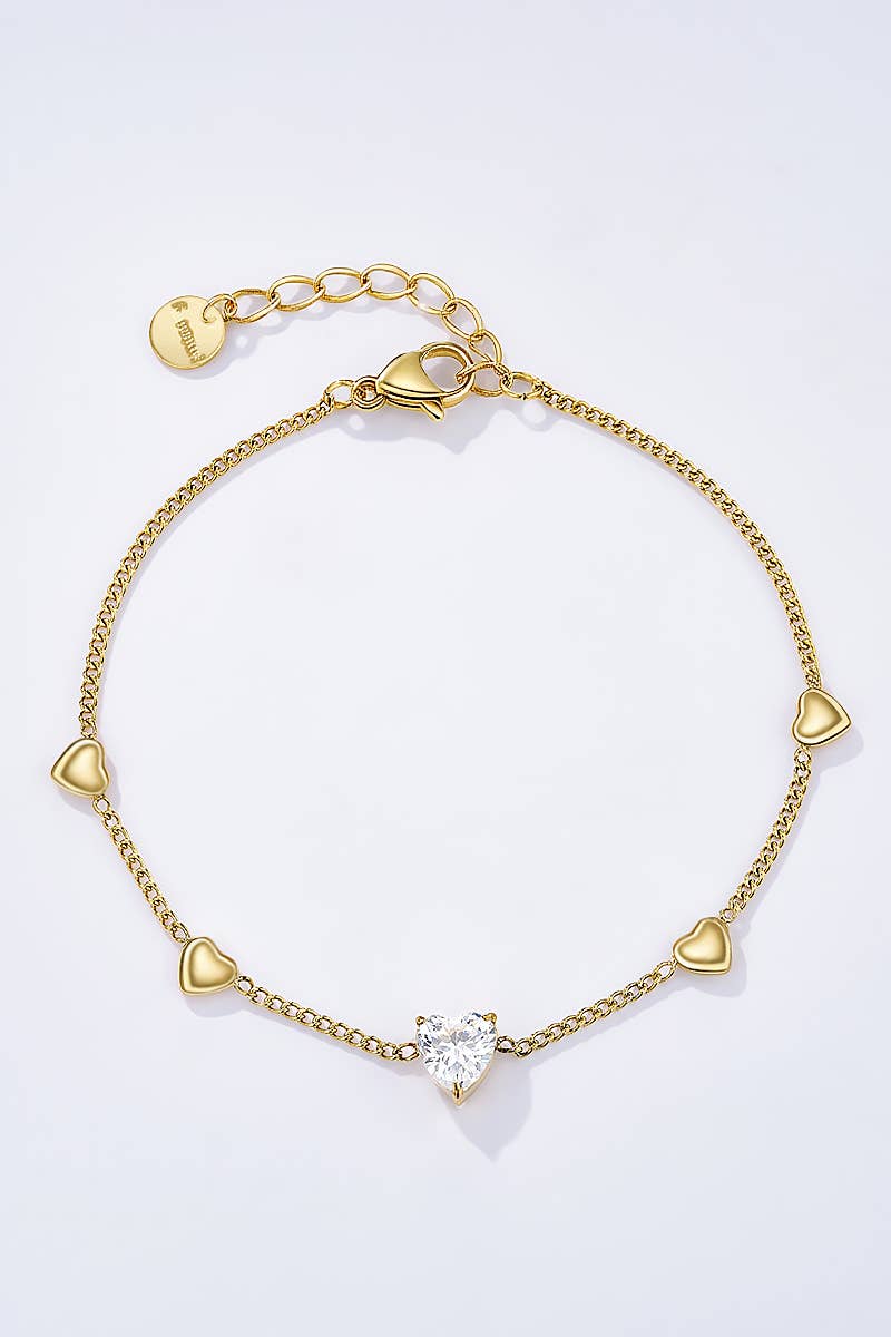 Gnistrande hjärta - Armband i Rostfritt stål/Guld