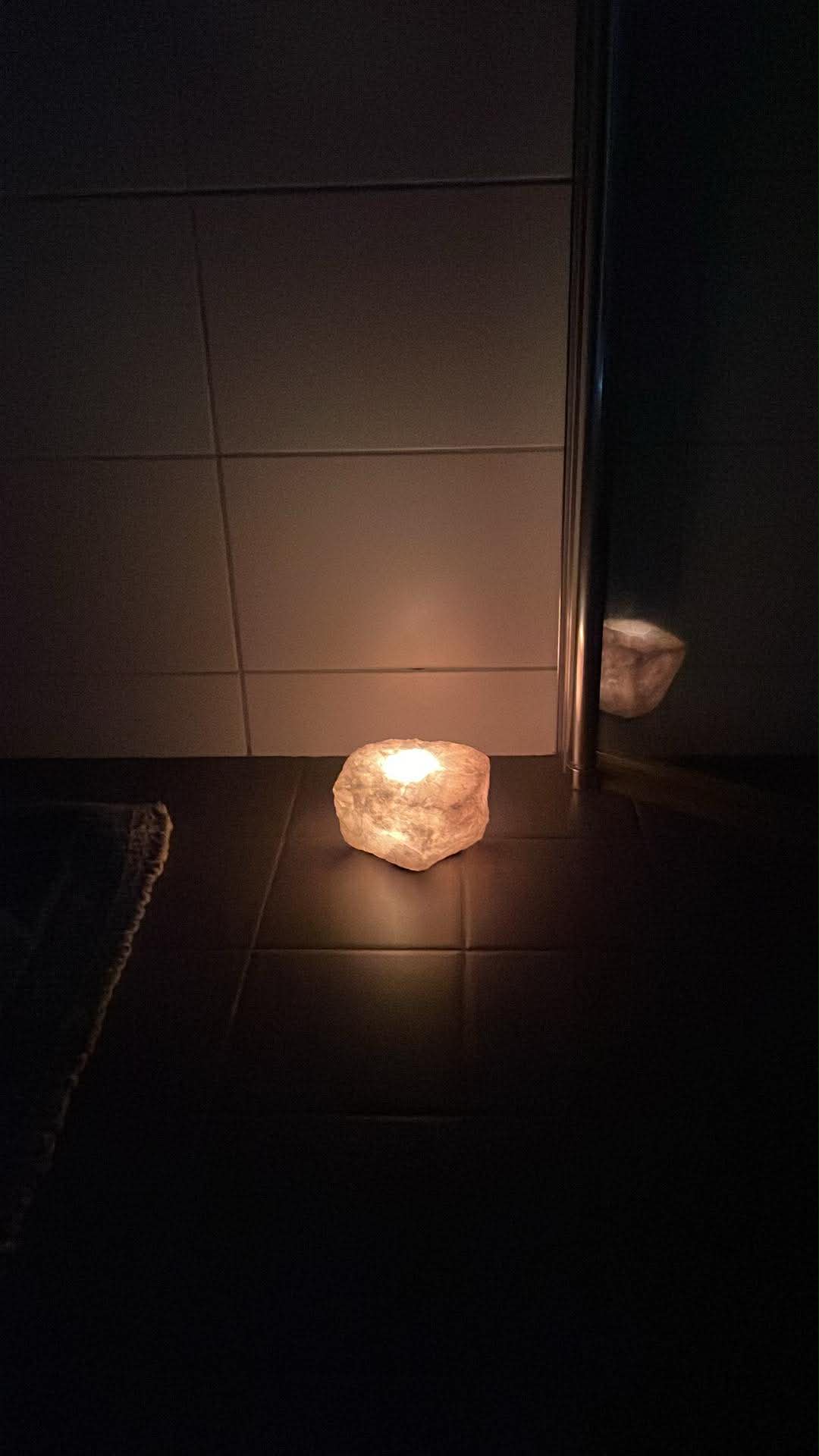 Rosenkvarts Rå Värmeljuslykta