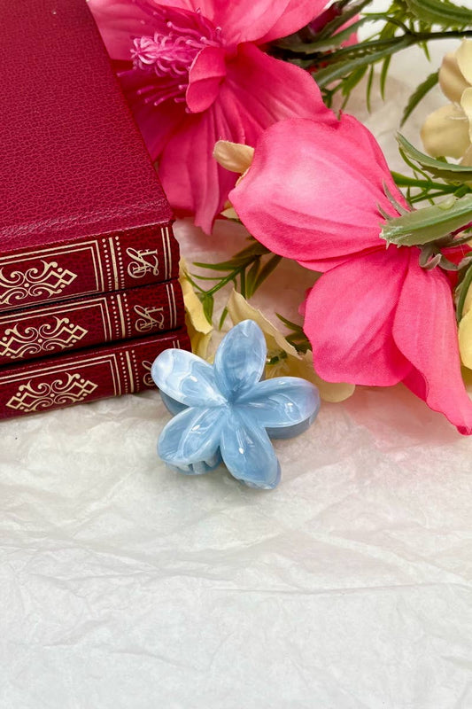 Mini hårklämma med blomma 4 cm: Blå