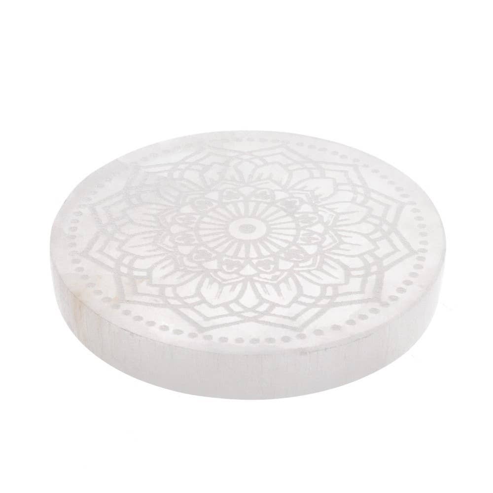 Mandala Rund Selenit Platta