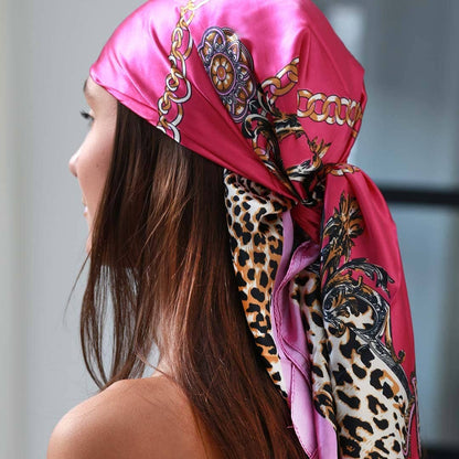 Sjal leopard hot pink bandana