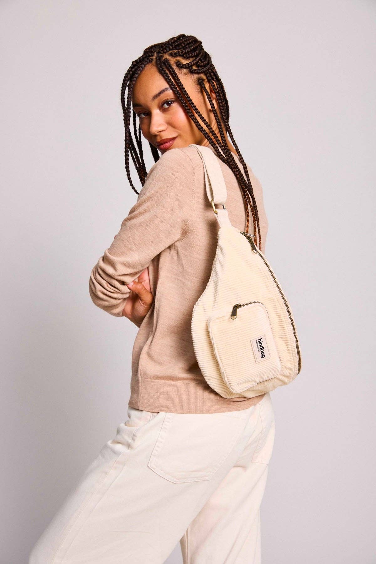 Sofia midjeväska i Beige Sammet