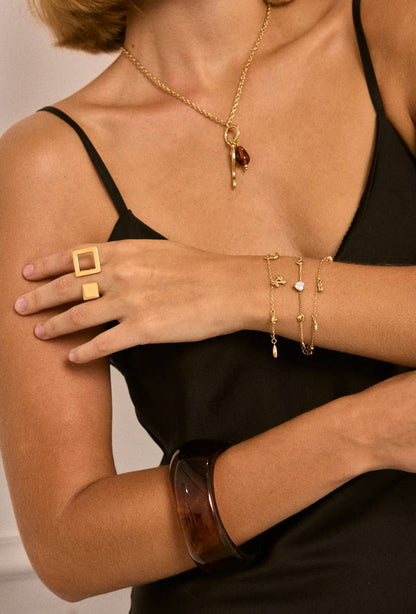 Gnistrande hjärta - Armband i Rostfritt stål/Guld