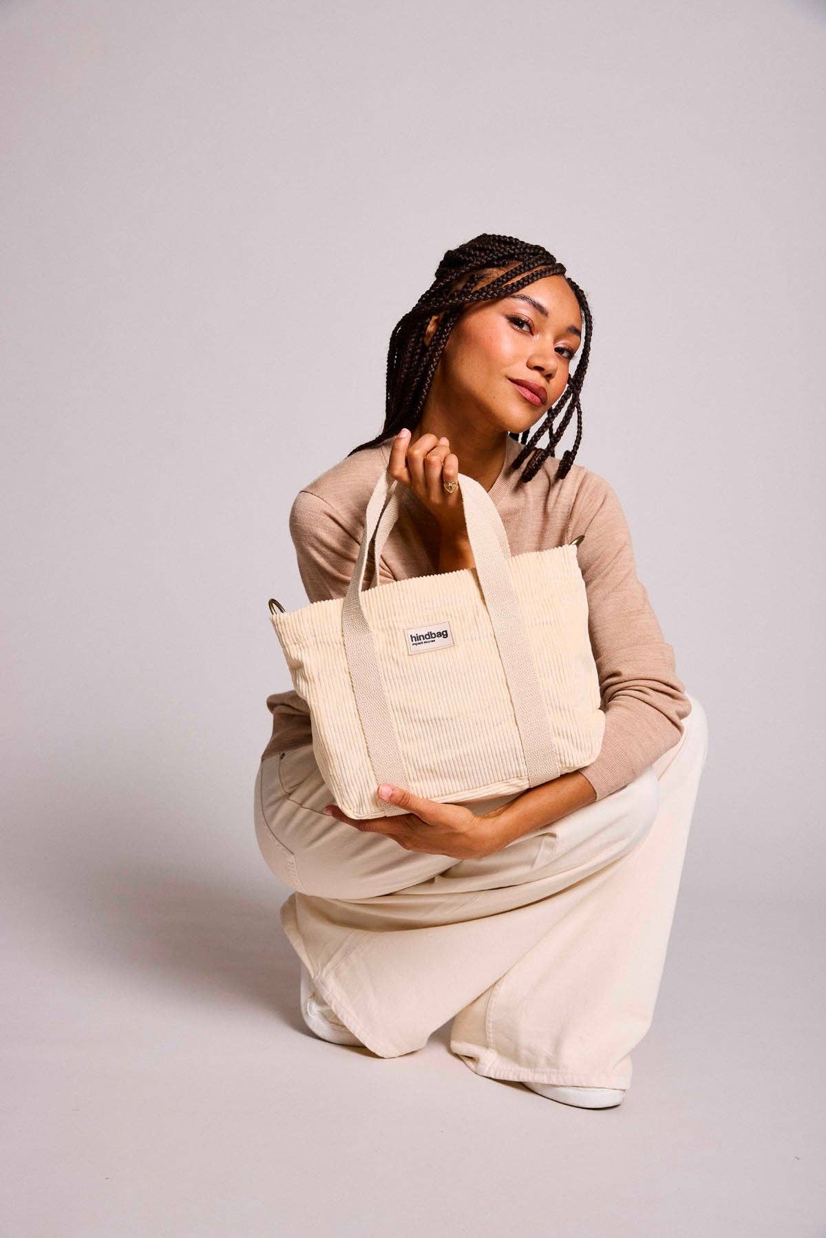Mini Cabas Louise Sammet Beige