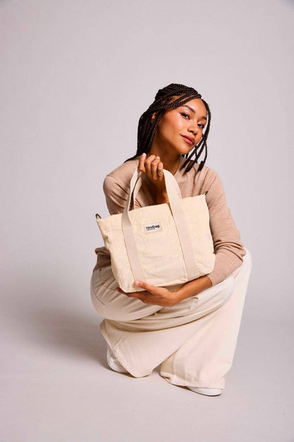 Mini Cabas Louise Sammet Beige