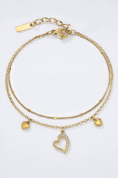 Armband 3 Hjärtan - Rostfritt stål/Guld