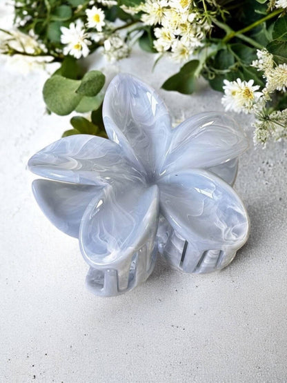 Blomformad hårklämma: Blå