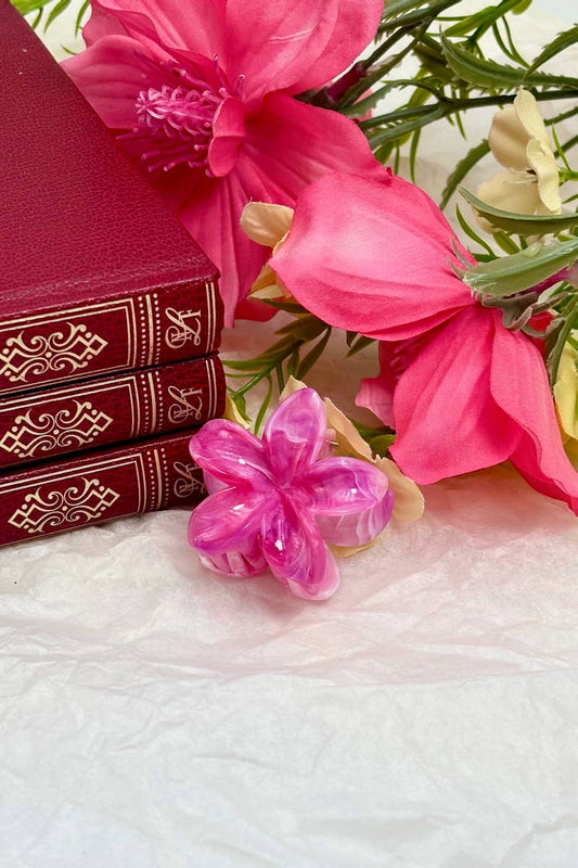 Mini hårklämma med blomma 4 cm: Fuchsia