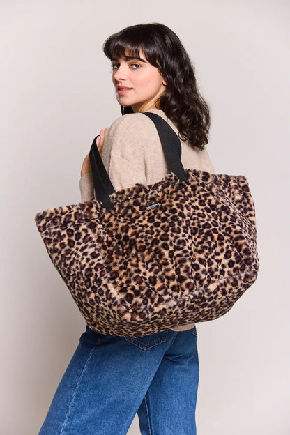 Claude shoppingväska i fuskpäls Leopard