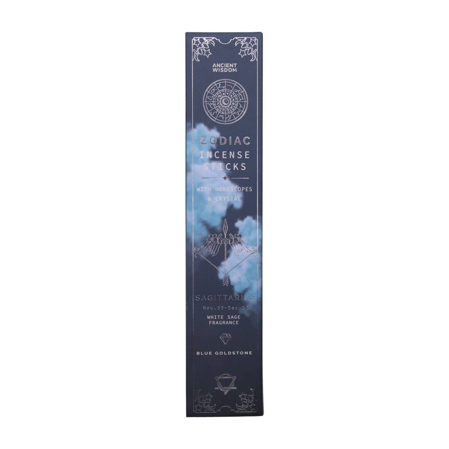 Zodiac Rökelse Med Kristall-Skytten/White Sage/Blue Goldstone